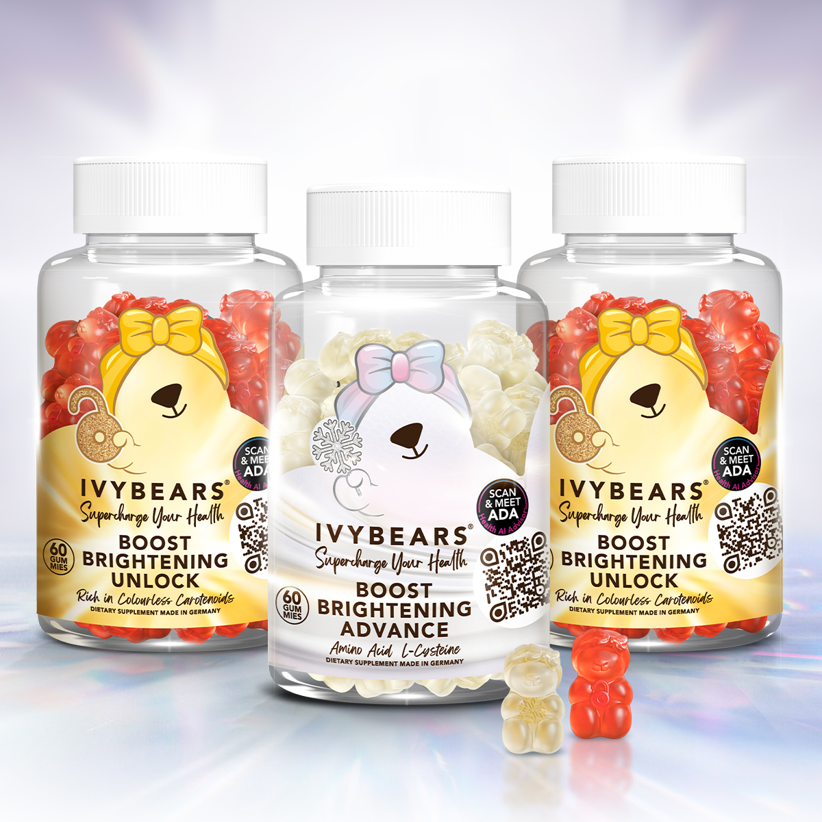 IVYBEARS Boost Brightening Set vitamins for glowing skin before and after