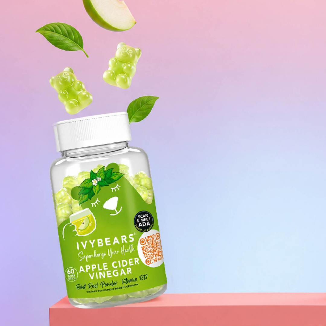 IVYBEARS Apple Cider Vinegar gummies with pomegranate and beetroot for a daily wellness routine